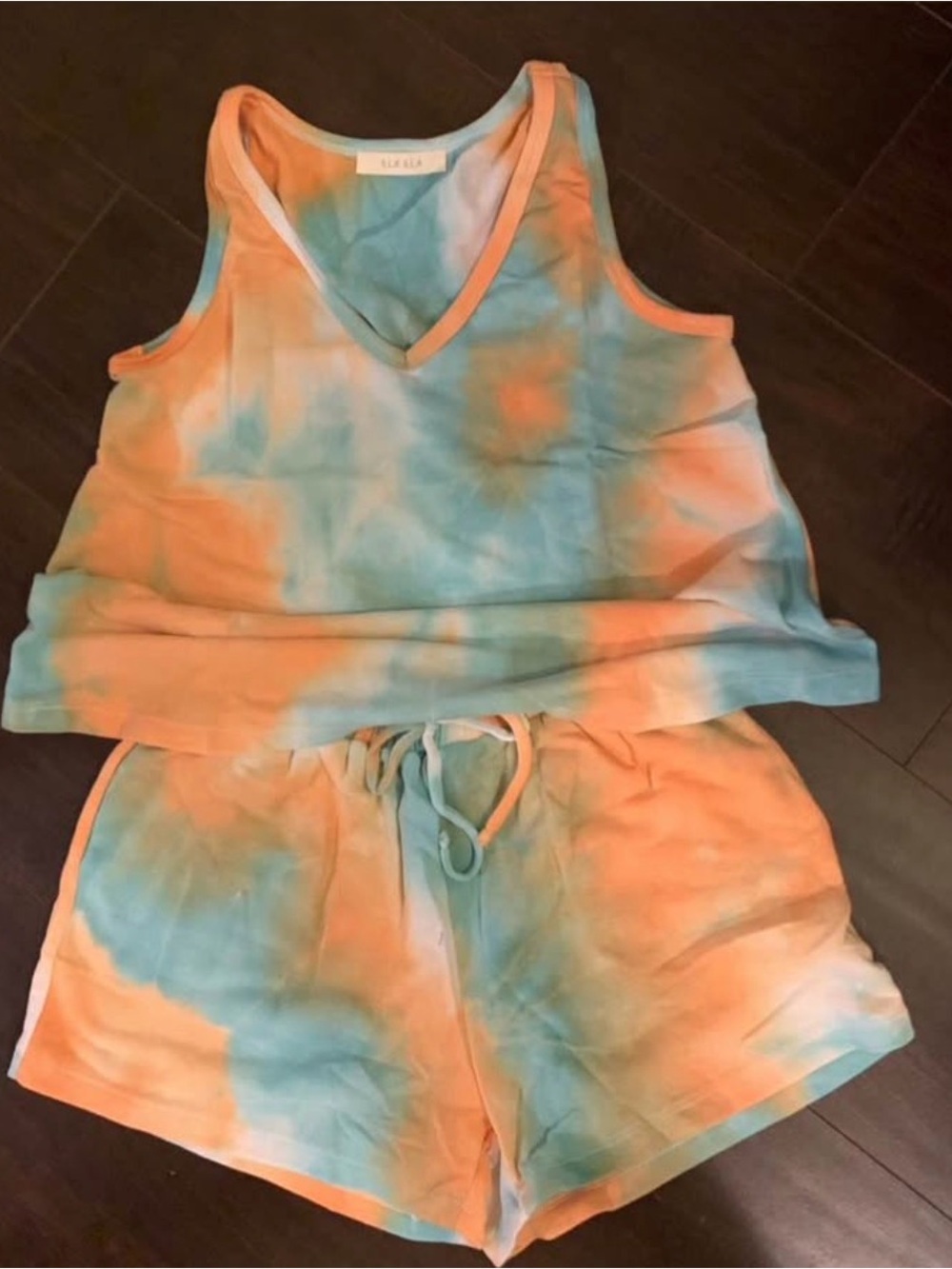 ILLA ILLA Tie-Dye Tank & Shorts Set in Orange and Blue